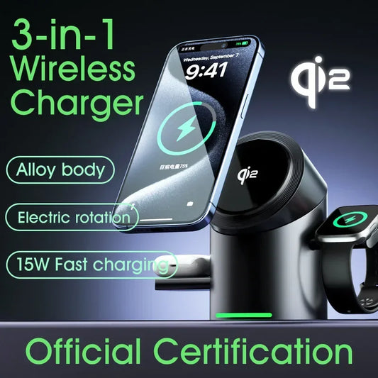 LUMIXA ChargePro – Qi2 3-in-1 Magnetic Wireless Charging Dock